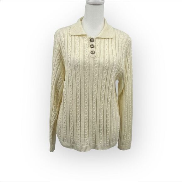 Vintage 90’s Alfred Dunner Cable Knit Sweater in Cream Women’s Size PM - Picture 9 of 9